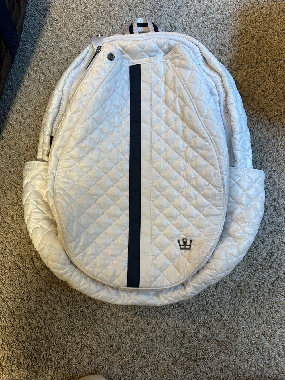 Oliver Thomas White Quilted Tennis Racquet Backpack Bag Luxury Court Bag